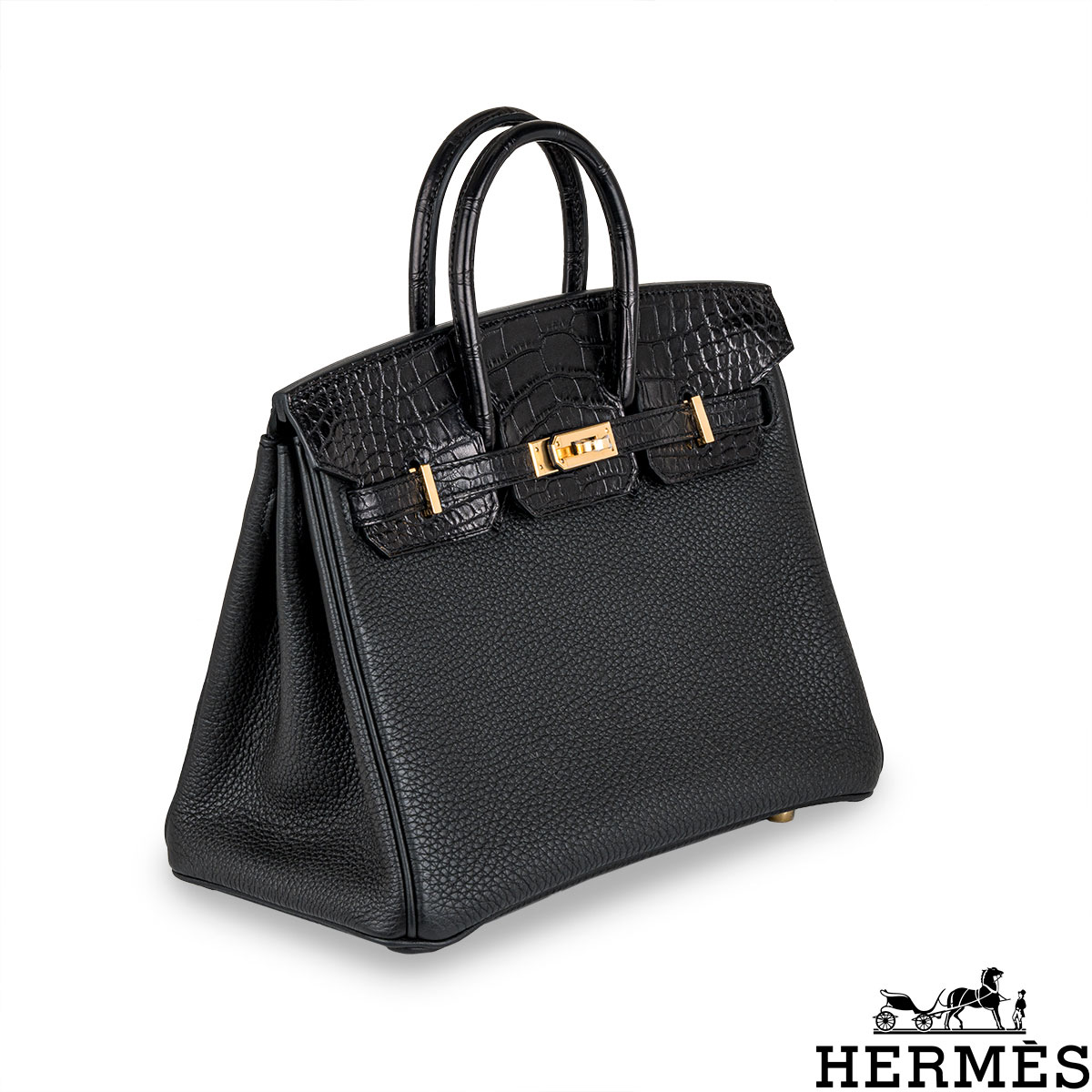 Hermès Birkin 25 Noir (Black) Touch Novillo Alligator Mississippi